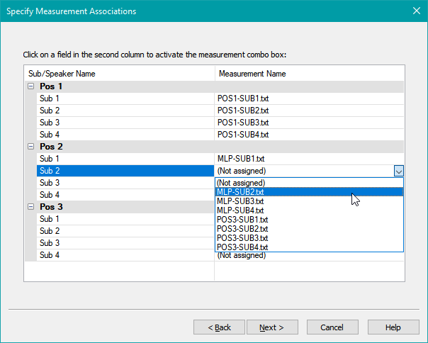 Measurement Associations Wizard Page After Some Associations Complete