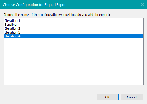 Choosing the Configuration for Biquad Export