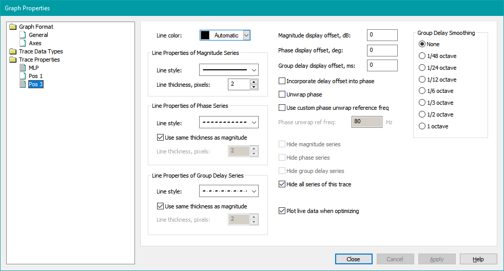 The Graph Properties Property Sheet With the MLP and Pos 3 Traces Hidden