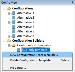 The Configuration Template Properties Menu