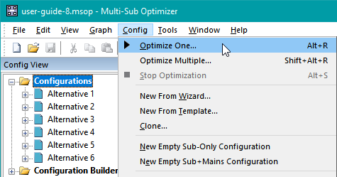 Optimize a Single Configuration Using the Main Menu