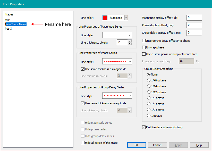Renaming a Trace Using Trace Properties