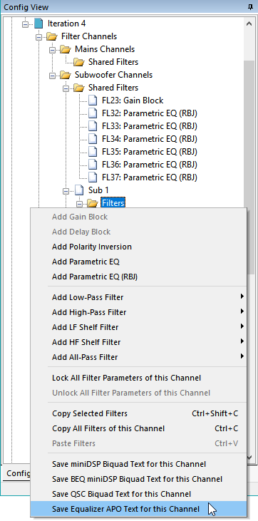 Exporting Single-Channel Data Using the Config View