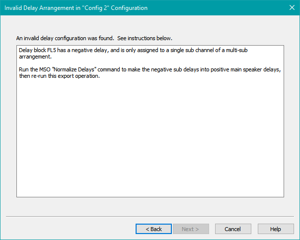 Wizard Error Message for a Configuration With Negative Individual Sub Delay