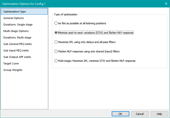 Optimization Options Method Page