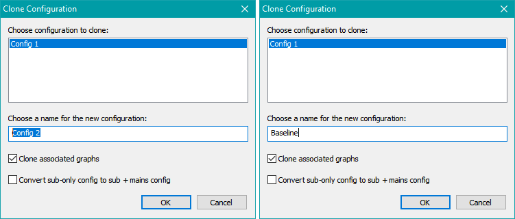Clone Configuration Dialog Before and After Change