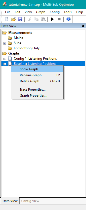 Context Menu for Showing the New Graph