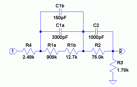 Feedback network with standard component values